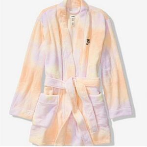 PINK VS Purple Orange Tie Dye Plush Bath Robe XS-S